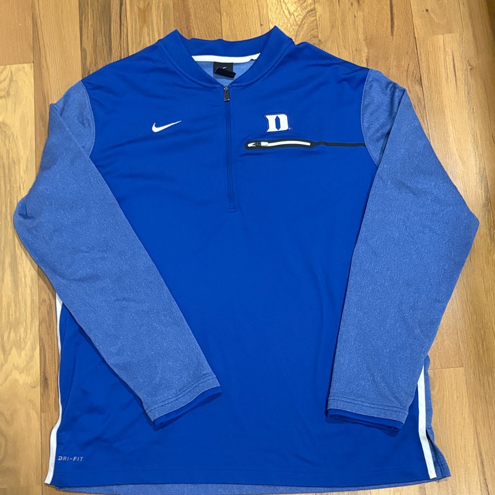 Nike Dri Fit Blue and Light Blue Duke 1/4 Zip Pullover